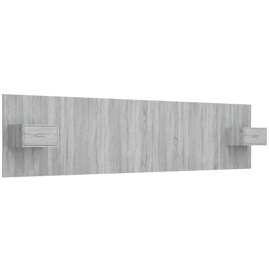 Bed Headboard With Cabinet | Grey Sonoma | Engineered wood | Large