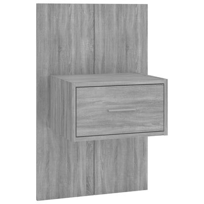 Bed Headboard With Cabinet | Grey Sonoma | Engineered wood | Large