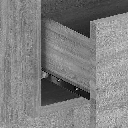Bed Headboard With Cabinet | Grey Sonoma | Engineered wood | Large