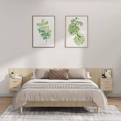 Bed Headboard with Cabinets Sonoma Oak Engineered Wood