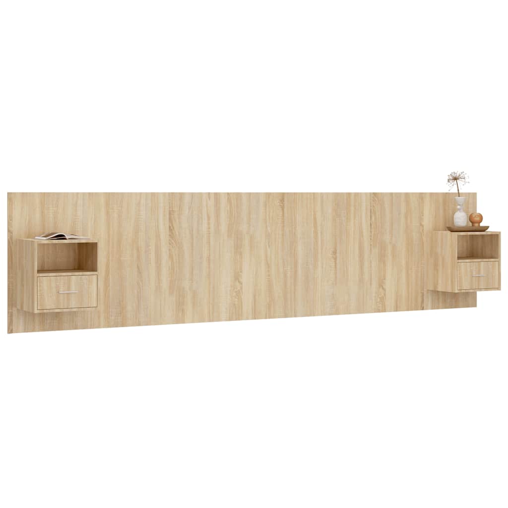 Bed Headboard with Cabinets Sonoma Oak Engineered Wood