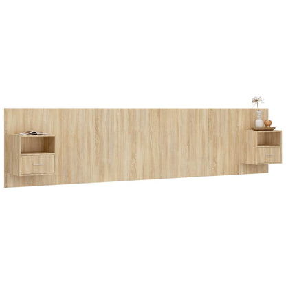 Bed Headboard with Cabinets Sonoma Oak Engineered Wood