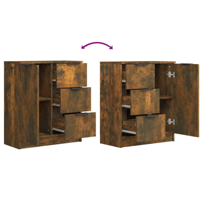 Sideboards 2 pcs Smoked Oak 60x30x70 cm Engineered Wood