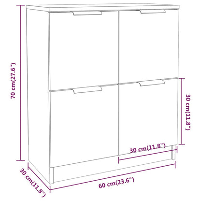 Sideboards 2 pcs Grey Sonoma 60x30x70 cm Engineered Wood
