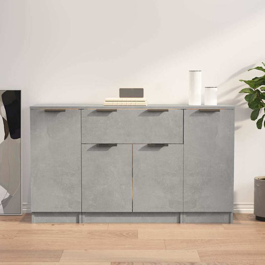 Sideboards 3 pcs Concrete Grey Engineered Wood