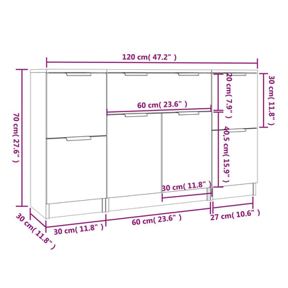 Sideboards 3 pcs Grey Sonoma Engineered Wood