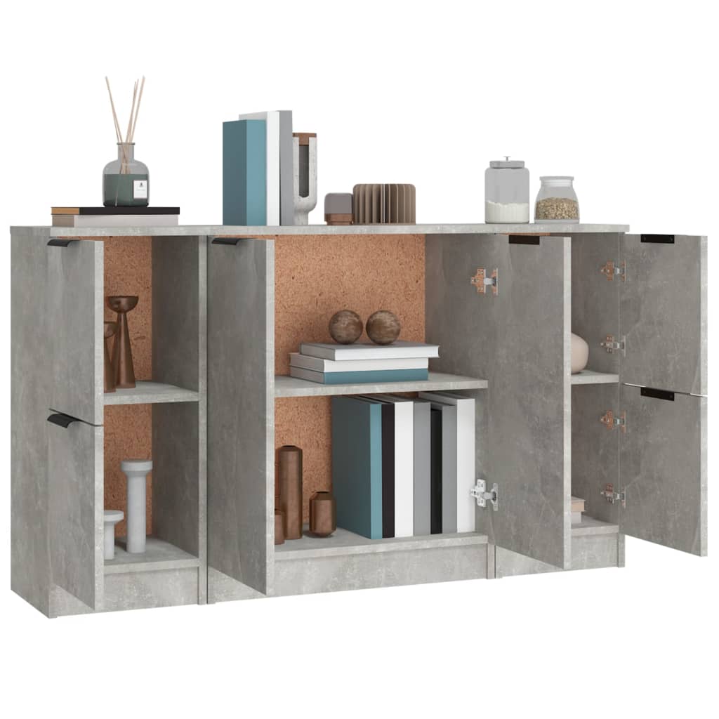 Sideboards 3 pcs Concrete Grey Engineered Wood