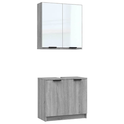 2 Piece Bathroom Cabinet Set Grey Sonoma Engineered Wood