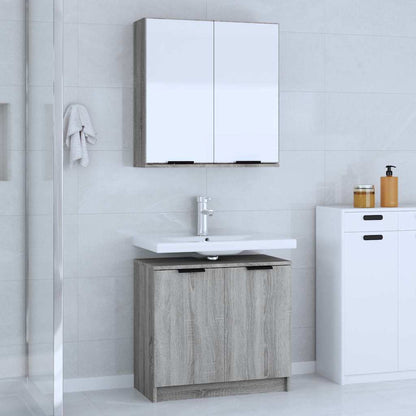 2 Piece Bathroom Cabinet Set Grey Sonoma Engineered Wood