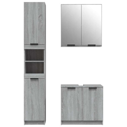 3 Piece Bathroom Cabinet Set Grey Sonoma Engineered Wood