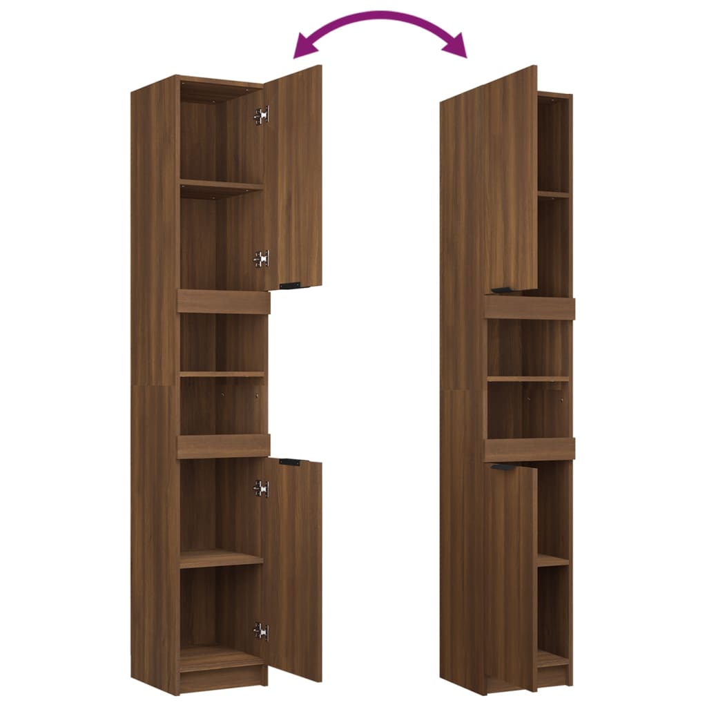 3 Piece Bathroom Cabinet Set Brown Oak Engineered Wood