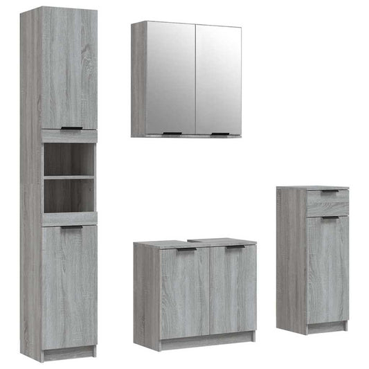 4 Piece Bathroom Cabinet Set Grey Sonoma Engineered Wood