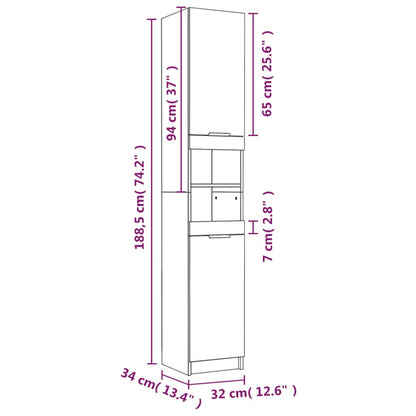 4 Piece Bathroom Cabinet Set Brown Oak Engineered Wood