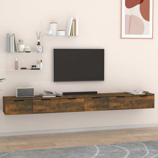 Wall Cabinets 2 pcs Smoked Oak 102x30x20 cm Engineered Wood
