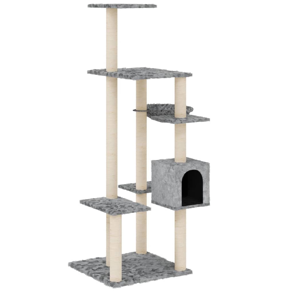 Cat Tree with Sisal Scratching Posts Light Grey 142 cm