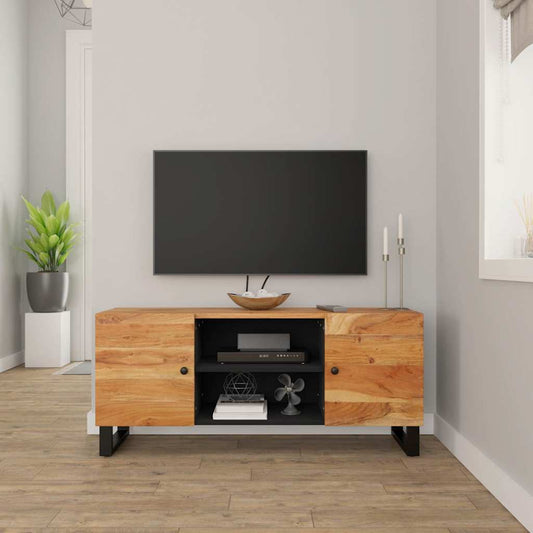 TV Cabinet | Black and natural wood | Solid acacia wood | Medium