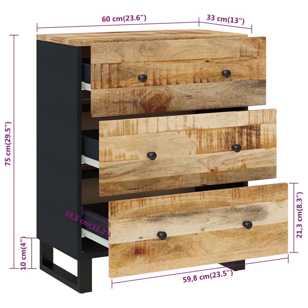 Sideboard 60x33x75 cm Solid Wood Mango