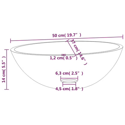 Basin Glass 50x37x14 cm Transparent