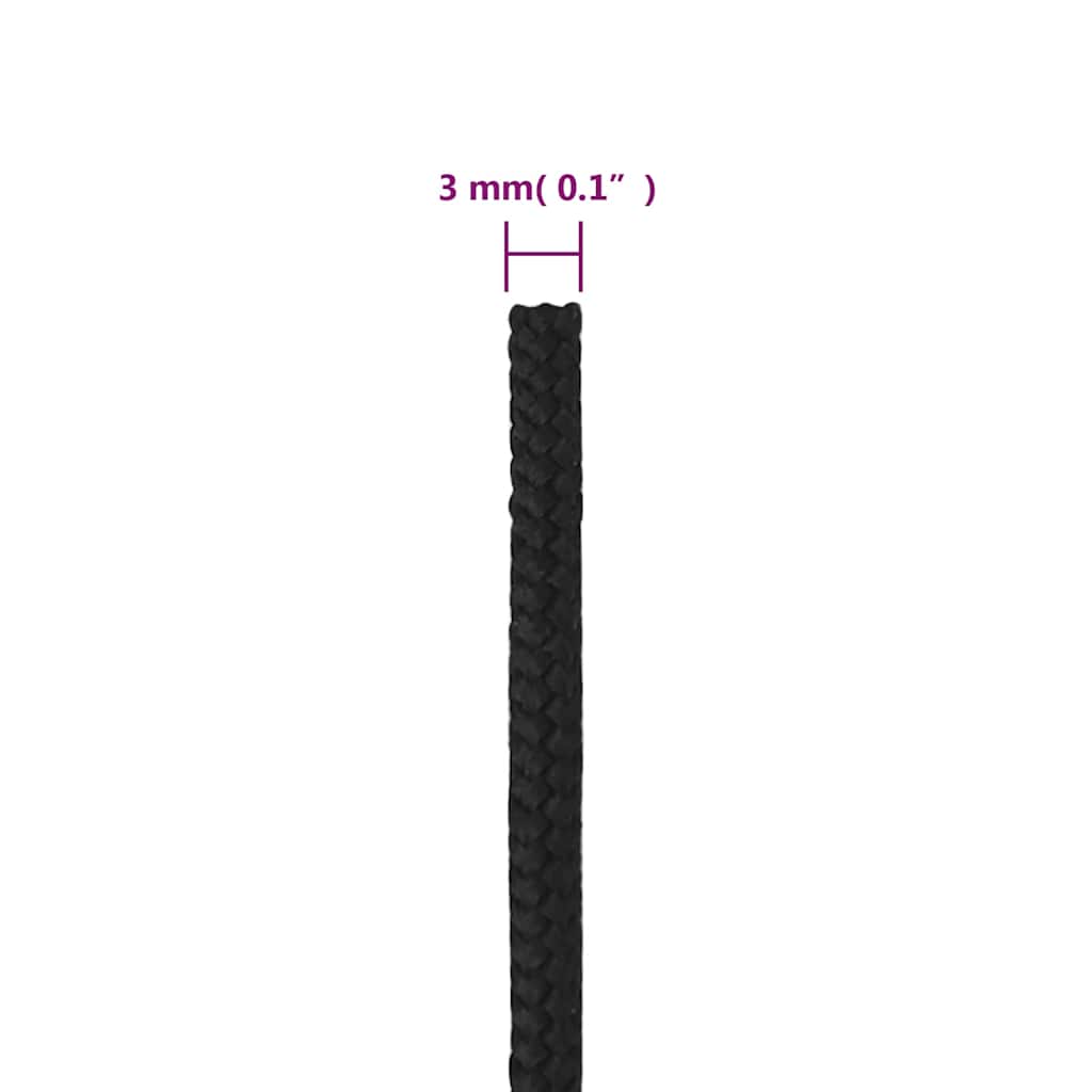 Boat Rope Full Black 3 mm 25 m Polypropylene