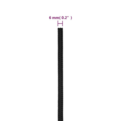 Boat Rope Full Black 6 mm 100 m Polypropylene