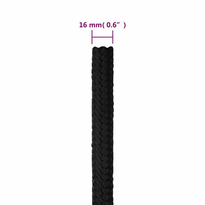 Boat Rope Full Black 16 mm 25 m Polypropylene