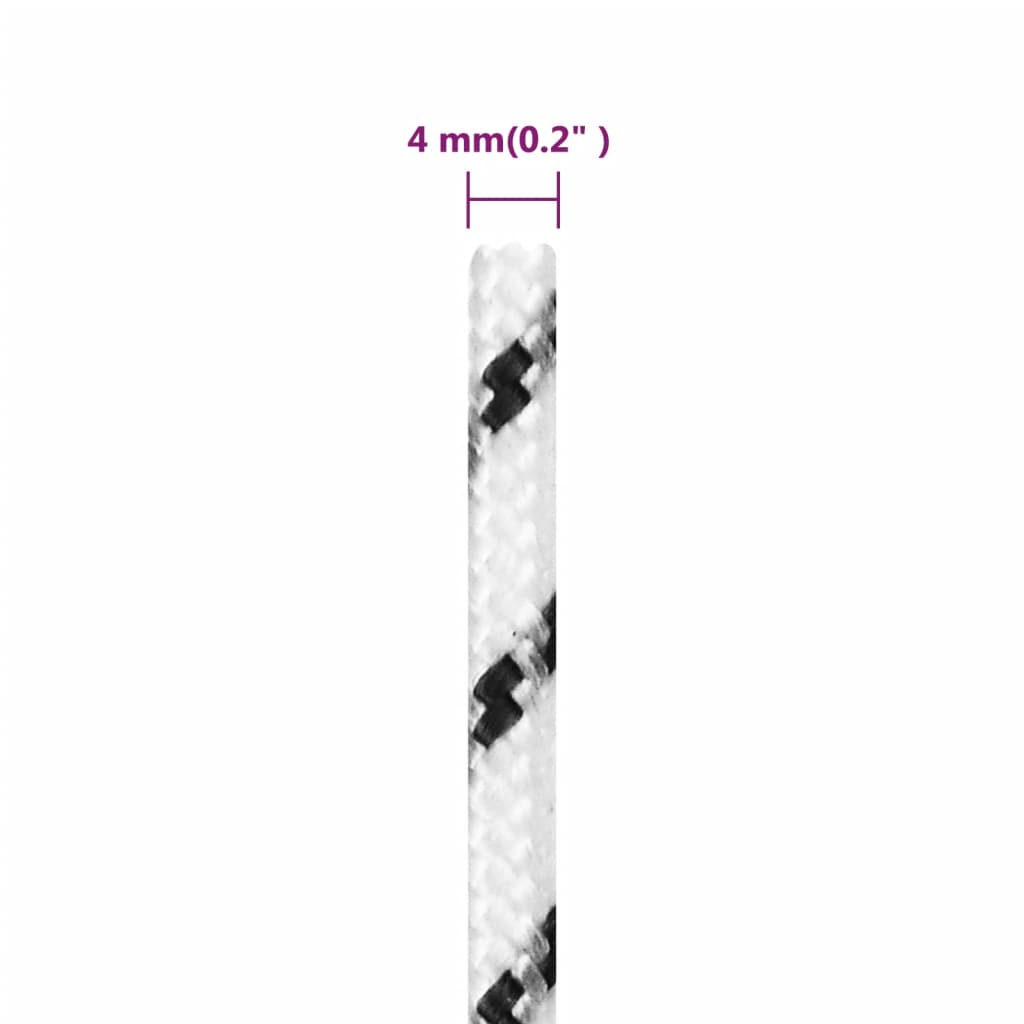 Braided Boat Rope White 4 mmx25 m Polyester