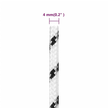 Braided Boat Rope White 4 mmx25 m Polyester
