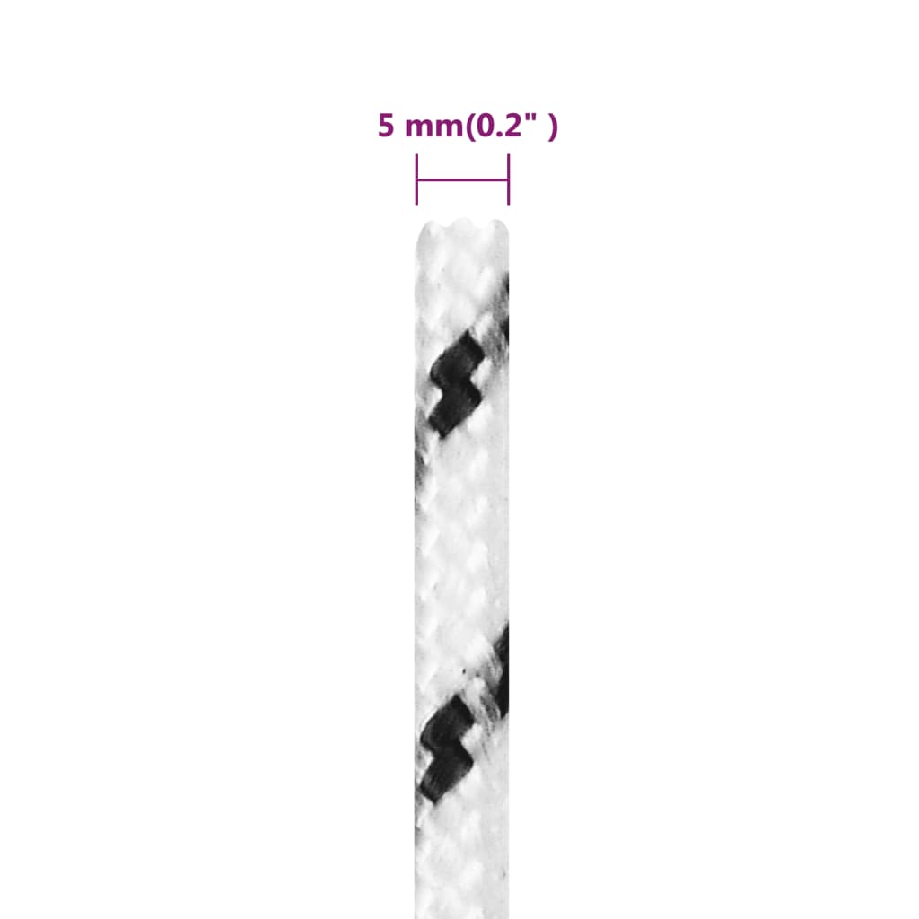 Braided Boat Rope White 5 mmx25 m Polyester