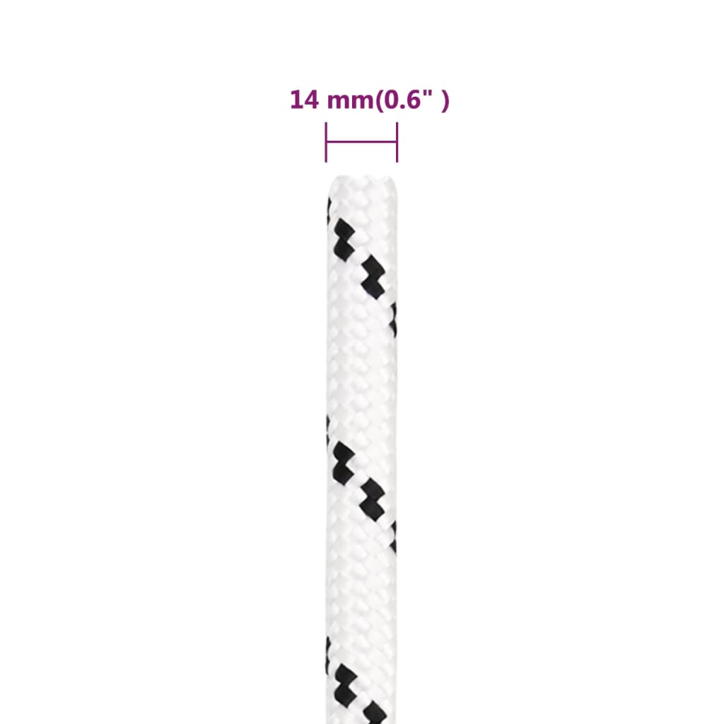 Braided Boat Rope White 14 mmx100 m Polyester