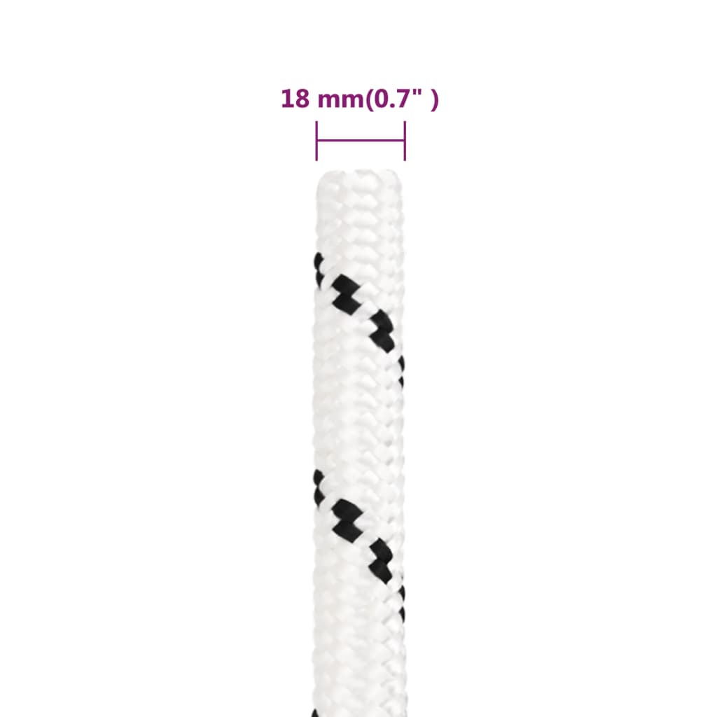 Braided Boat Rope White 18 mmx25 m Polyester