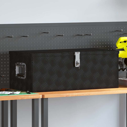 Storage Box Black 80x39x30 cm Aluminium
