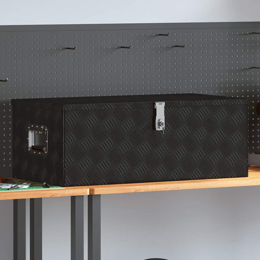 Storage Box Black 90x47x33.5 cm Aluminium
