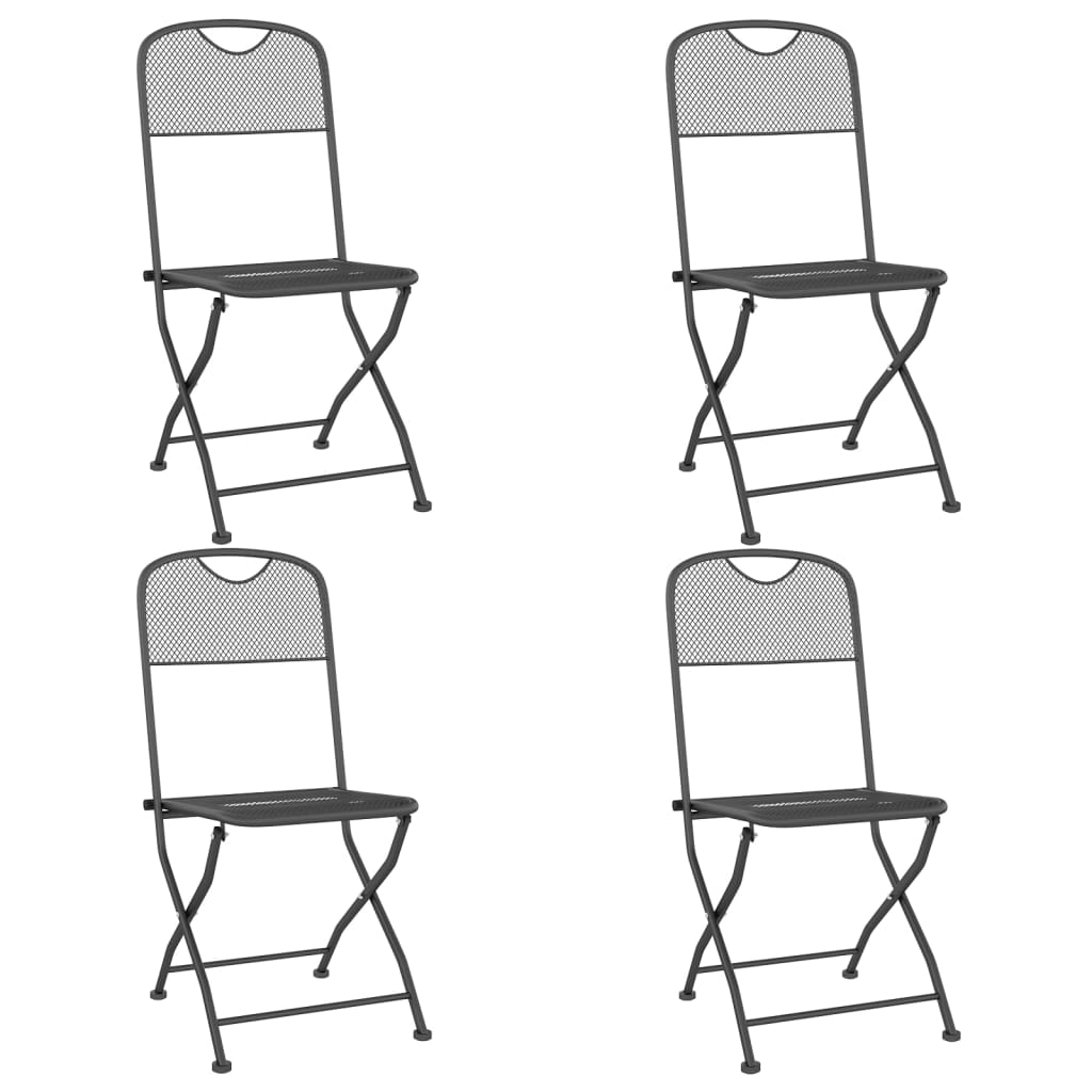 vidaXL Garden Dining Set Anthracite Expanded metal mesh Medium Foldable