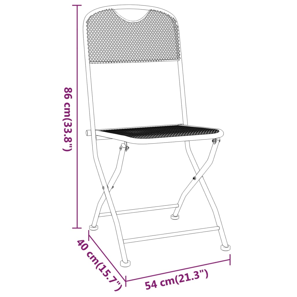 vidaXL Garden Dining Set Anthracite Expanded metal mesh Medium Foldable