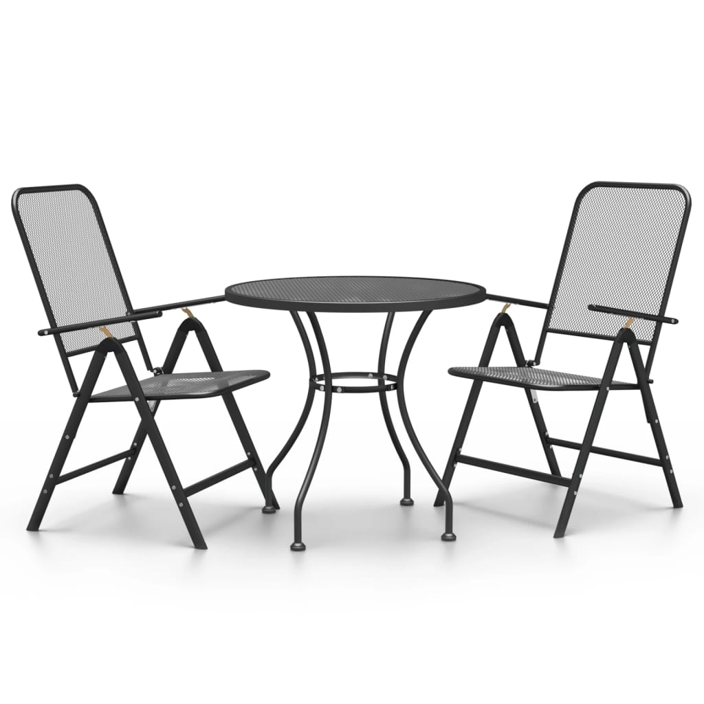 vidaXL Garden Dining Set Anthracite Expanded metal mesh Medium Foldable