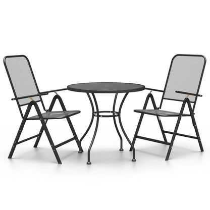 vidaXL Garden Dining Set Anthracite Expanded metal mesh Medium Foldable