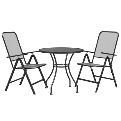vidaXL Garden Dining Set Anthracite Expanded metal mesh Medium Foldable