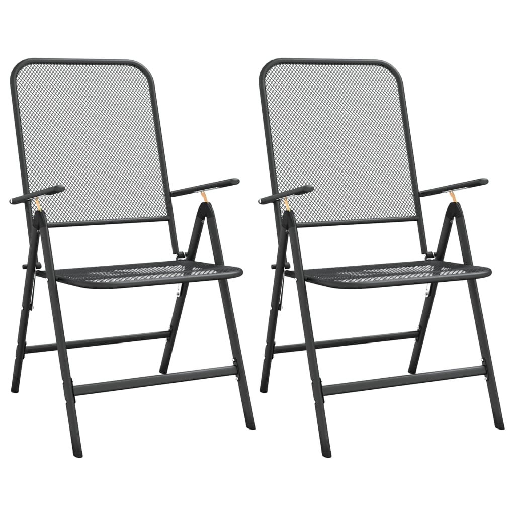 vidaXL Garden Dining Set Anthracite Expanded metal mesh Medium Foldable