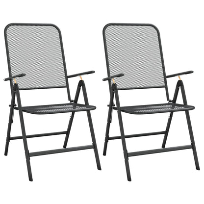 vidaXL Garden Dining Set Anthracite Expanded metal mesh Medium Foldable