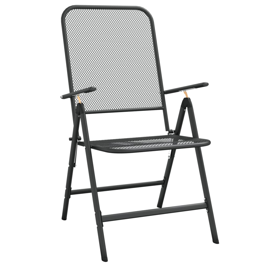 vidaXL Garden Dining Set Anthracite Expanded metal mesh Medium Foldable