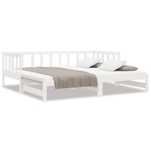 Pull-out Day Bed White 2x(90x190) cm Solid Wood Pine