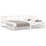 Pull-out Day Bed White 2x(90x190) cm Solid Wood Pine