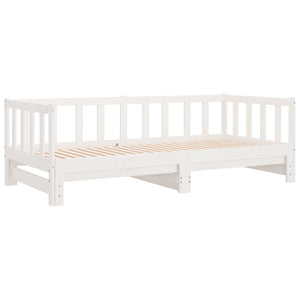 Pull-out Day Bed White 2x(90x190) cm Solid Wood Pine