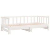 Pull-out Day Bed White 2x(90x190) cm Solid Wood Pine
