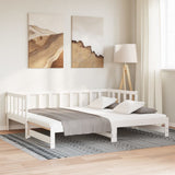 Pull-out Day Bed White 2x(90x190) cm Solid Wood Pine