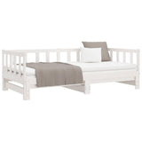 Pull-out Day Bed White 2x(90x190) cm Solid Wood Pine