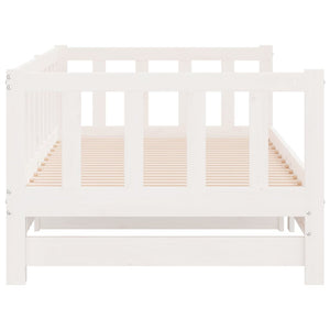 Pull-out Day Bed White 2x(90x190) cm Solid Wood Pine