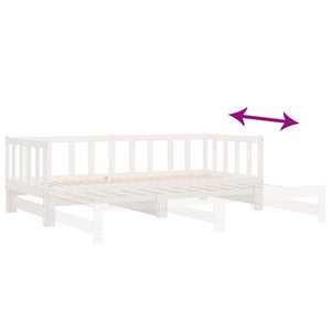 Pull-out Day Bed White 2x(90x190) cm Solid Wood Pine