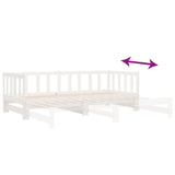 Pull-out Day Bed White 2x(90x190) cm Solid Wood Pine