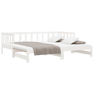Pull-out Day Bed White 2x(90x190) cm Solid Wood Pine